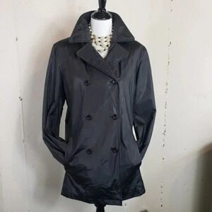 Giacca M Black double breasted‎ raincoat